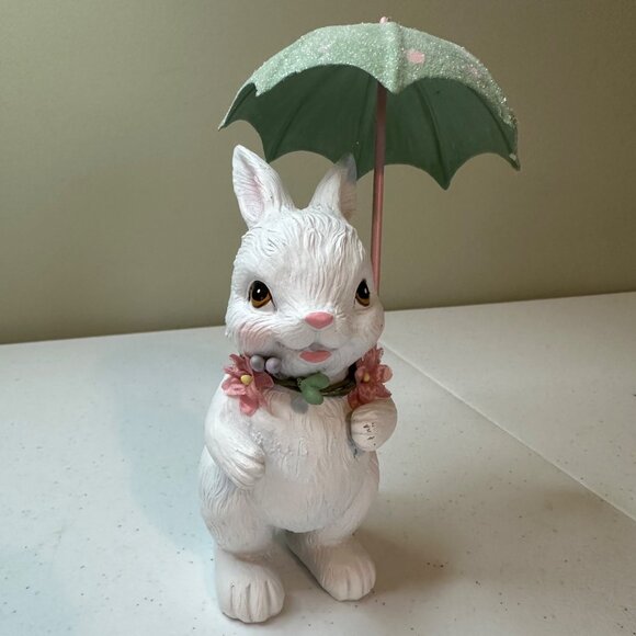 Easter Bunny holding Umbrella Figurine Spring bunny Spring Showers decoration - Picture 13 of 13